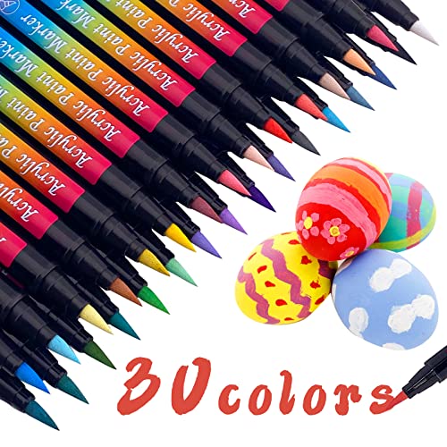 Withosent 30 Acrylstifte Marker Stifte, 1-6mm Acrylfarben Stifte für Steine Wasserfest, Permanent Marker Fein zum Bemalen Holz Glas Blumentopf Körper, Acrylmarker Pen für DIY Papier von Withosent