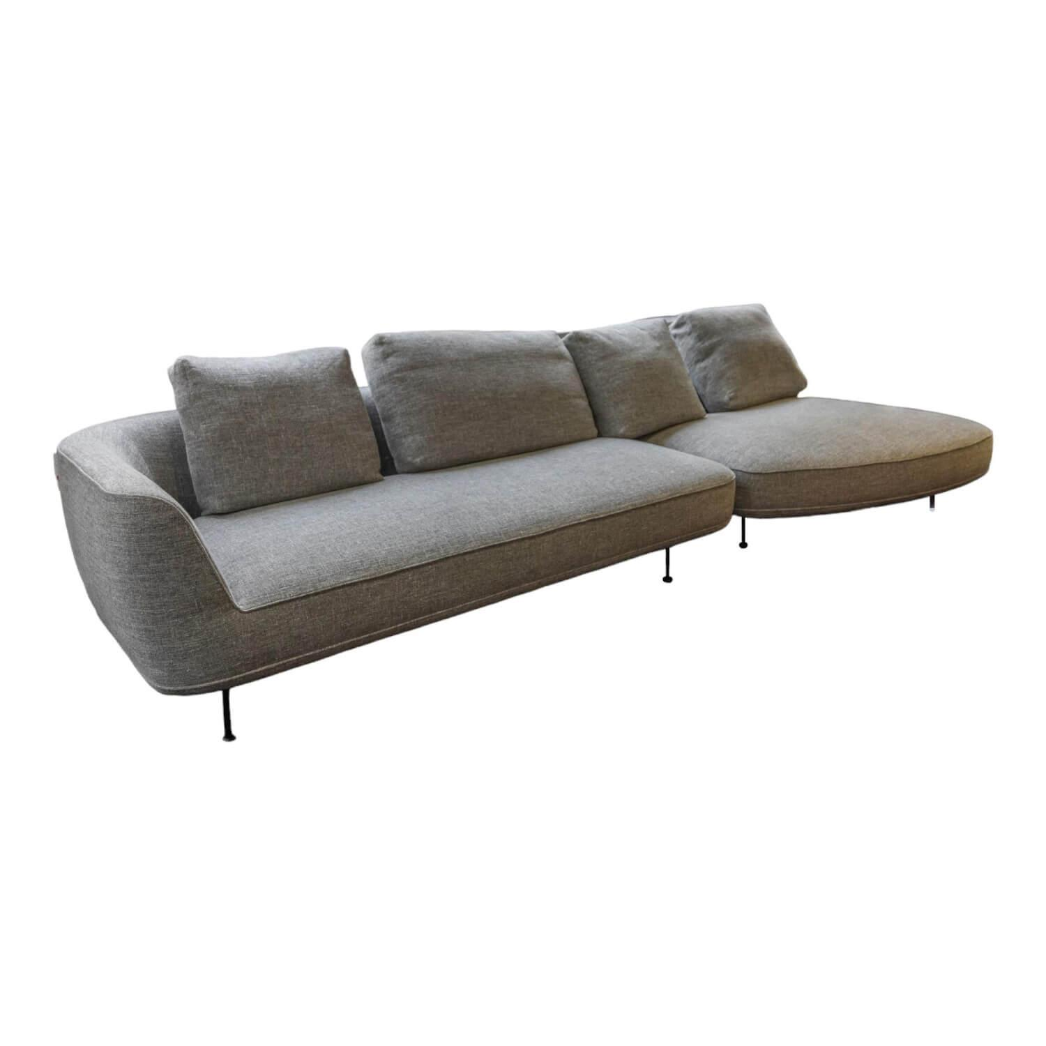 Sofa Andes Bezug Stoff Gent Grau Füße Pulverbeschichtet Schwarz Grau von Wittmann