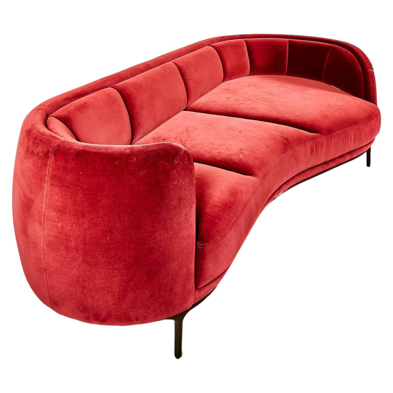 Sofa Vuelta Lounge Bezug Stoff Velvet Bordeaux Rot Füße Bronze von Wittmann