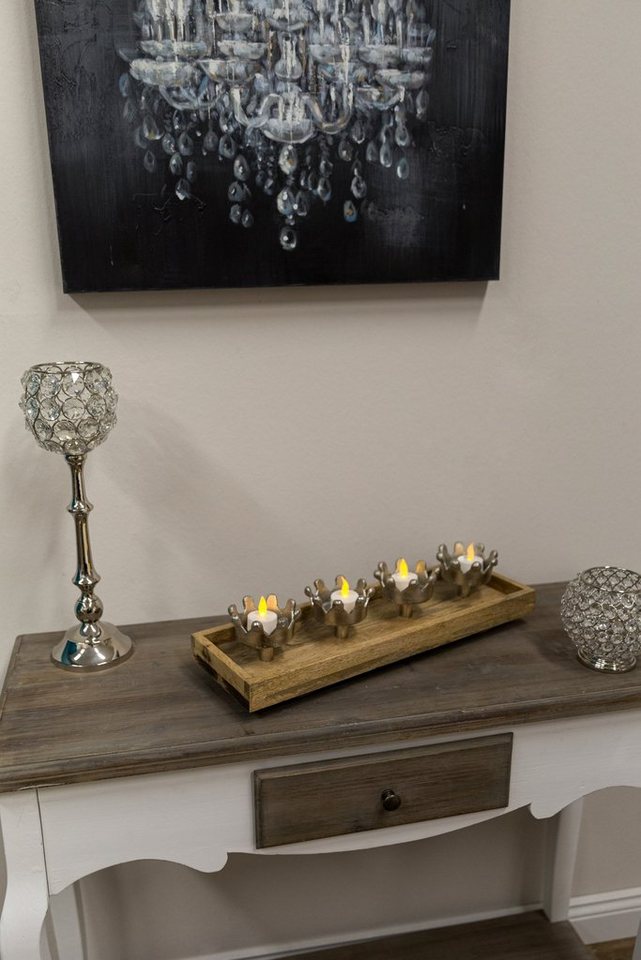 Wohnando Dekokranz Kerzenhalter Tablett aus Holz 4 Kerzen perfekt für gemütliche Abende von Wohnando