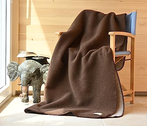 Warme Kuscheldecke Wolldecke Naturalana Doubleface Sofadecke Couchdecke Wohndecke - 100% Schurwolle vom Merinoschaf (kbT) - 150 x 200-220 cm versch. Farben (Braun-Beige, 150 x 200 cm) von Wohnen & Accessoires GmbH & Co. KG