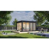 WOLFF FINNHAUS Gartenhaus »Finn Cube Typ 1«, BxT: 429 x 328 cm (Außenmaß), Elementbauweise - grau von Wolff Finnhaus