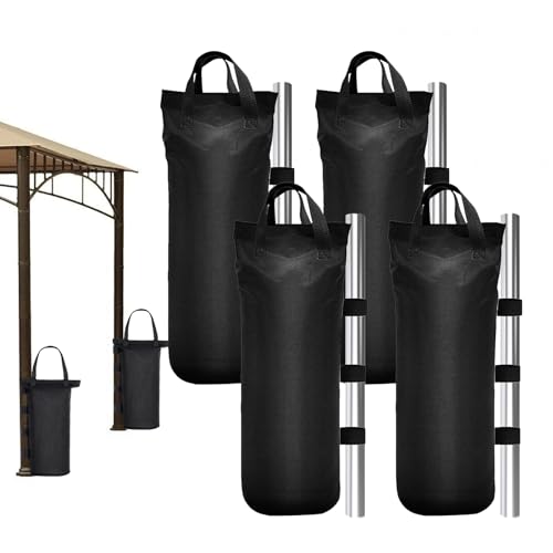 4 Stück Sandsäcke, Gewichte für Pavillons, robuste Sandsäcke mit doppelter Naht, zur Erhöhung des Gewichts von Pavillonbeinen, Gartenzelten, Sonnenschirmen, Pop-up-Zelt, Schwarz von Womatrix