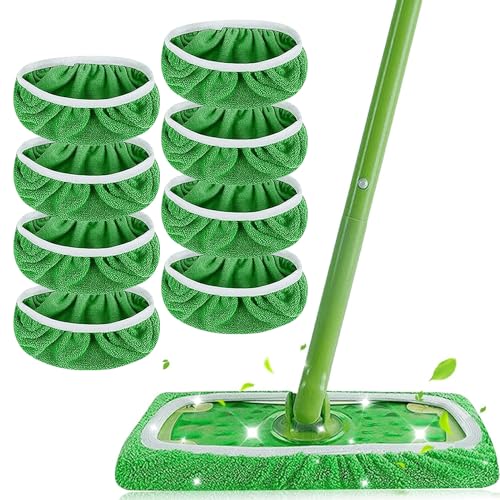8 Stück Tücher Wiederverwendbare für Swiffer Sweeper Mop,Mopptuch Waschbare für Nass und Trockengebrauch,Pads Reusable Waschbare Feuchte Bodentücher mit hoher Wasser,Nachfüllpackungen für Mop Pads von Womatrix