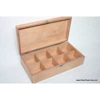 Teebox Aus Holz Mit 8 Fächern/Hellbraune Box Aufbewahrungsbox Schmuckbox Geschenkbox Sperrholzbox Organizer von WoodPower