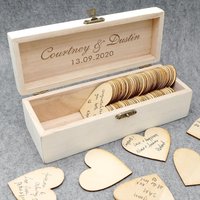 Personalisiertes Gästebuch, Rustikale Hochzeit Erinnerungsbox Alternative, Graviertes Gästebuch Aus Holz Drop Box Herzen von WoodWorldByJeanette