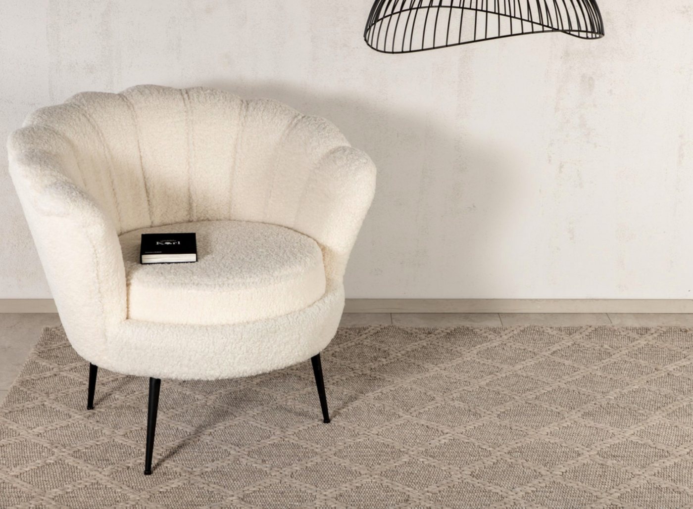 Teppich Skandinavischer Design-Wollteppich Cloudy, beige – 160x230, Woodek Design, rechteckig, stilvolles Wohnaccessoire von Woodek Design