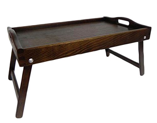 Bett-Tablett – Holz Knietablett Frühstück im Bett mit mit klappbaren Beinen Table Mate abwischbar, holz, dunkelbraun, 50 x 30 x 22 cm von Wooden World