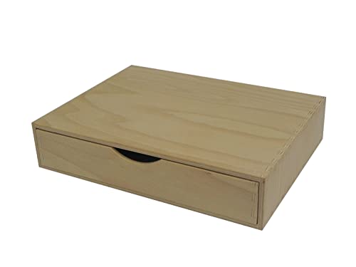 Einzelne Holzschublade – Schreibtischaufbewahrung A4 Basteln Decoupage Unlackiert Breit von Wooden World