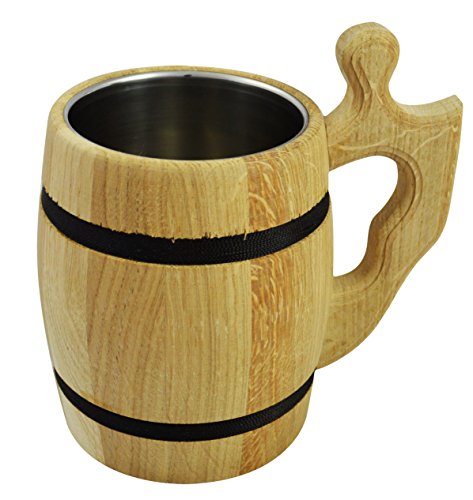 Hölzerne Eiche Bierkrug Tasse Krug Sehr solide Vatertag Geschenk 0.5l / M01 von Wooden World