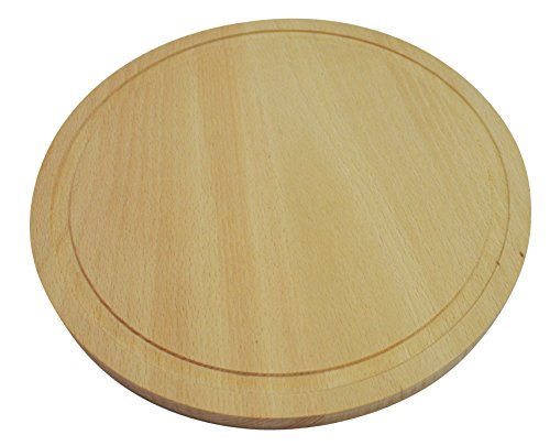 Rundes Schneidebrett aus Holz, 20 cm, für die Küche, Massivholz, rund, einfarbig mit runder Linie von Wooden World