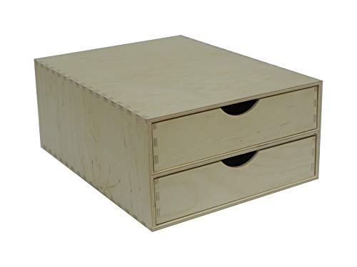 Wooden World A4 Doppelholzschublade - Box Schreibtisch Aufbewahrung Decoupage unbemalt von Wooden World