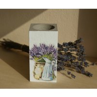 Holz Kerzenhalter, Shabby Chic Lavendel Teelichthalter, T-Light Halter, Dekoration von WoodenstoriesArt