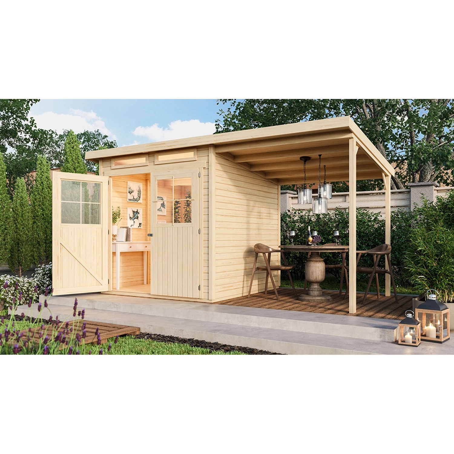 Karibu Holz-Gartenhaus Genf 3 Natur BxT: 397 cm x 213 cm von Karibu