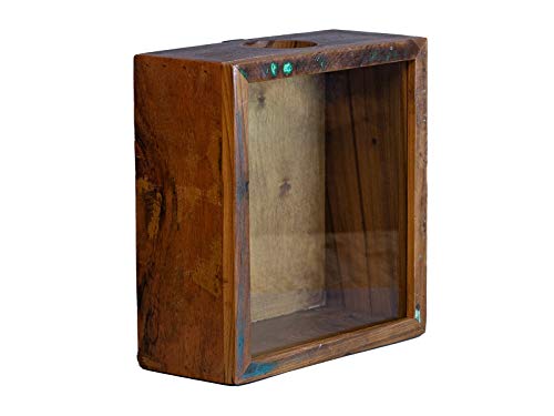 Woodkings® Korken Sammelbox 25x28cm aus recycelten Holz braun Vintage farbig rustikal Wandbild für Weinkorken, Bierkappen oder andere Korken von Woodkings