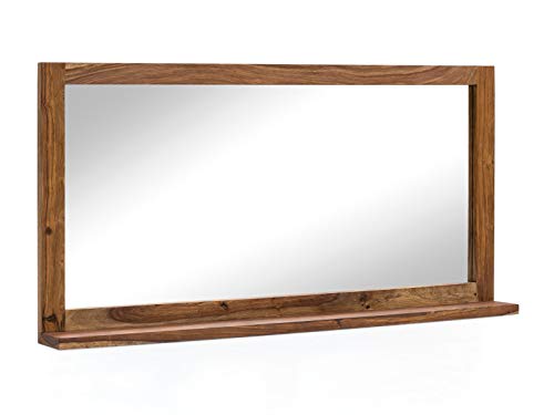 Woodkings Spiegel Leeston I großer Badspiegel 130x65 cm I Massivholz Rahmen aus Palisander I Wandspiegel mit Ablage für das Badezimmer von Woodkings