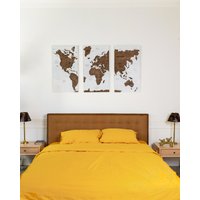 3 Stück Wandkunst Holz Weltkarte 5Th Jahrestag Geschenk, Große Push Pin Wohnung Dekor Set Von Drucke Über Dem Bett von WoodyWoodUA