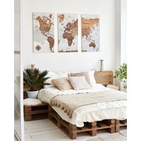 3D Weltkarte Wandkunst, Holz Karte Push Pin, Personalisierte Reise Karte, Über Dem Bett Dekor, Pinnwand Wohnung Dekor Der Welt von WoodyWoodUA
