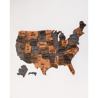 Hölzerne Usa Karte Wohnung Dekor 5. Jahrestag Geschenk, Us Reise Der Vereinigten Staaten, Über Dem Bett Neues Zuhause Einweihungsgeschenk von WoodyWoodUA