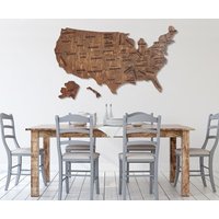 Holz Karte Der Vereinigten Staaten, Große Wand Kunst Us Karte, Usa Push Pin Reise Dekor Amerika von WoodyWoodUA