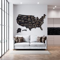 Holz Usa Karte, Push Pin Us Travel Map, United States Gift Extra Large Wall Art, 5Th Anniversary Gifts von WoodyWoodUA