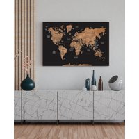 Holz Weltkarte Wandkunst, Push Pin Wanddekor, Personalisierte Reisekarte Mit Pins, Holzkarte Wohnung Dekor Neues Haus Geschenk von WoodyWoodUA