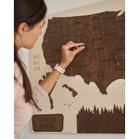 Nationalpark Karte Wohnung Dekor 5. Jahrestag Geschenk, Holz Push Pin Pinnwand Usa Klassenzimmer Dekor, Reise Wandkunst von WoodyWoodUA