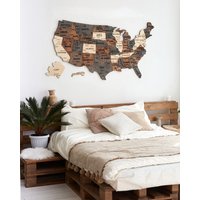 Reisekarte, Usa Landkarte, Usa Holz Karte, Wandkunst Dekor, Push Pin Karte Geschenk von WoodyWoodUA