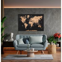 Weltkarte Push Pin, Wandkunst, Reisekarte Aus Holz, Pinnwand Wohnung Dekor, Über Dem Bett, 2D Karte Der Welt von WoodyWoodUA