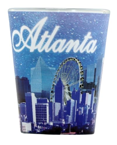 Atlanta Georgia Blue Night Skyline Schnapsglas von World By Shotglass