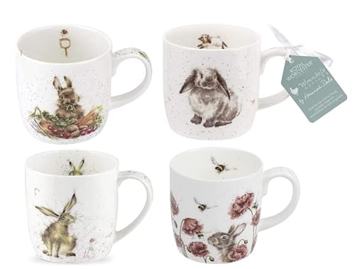 Wrendale Designs Royal Worcester Tassen-Kollektion Hasen und Kaninchen, 4 Stück von Wrendale Designs