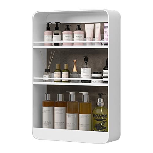 Badezimmer-Medizinschrank, 2–4-lagiger Toilettenartikel-Organizer-Schrank, wandmontiertes Küchen-Gewürzregal, Kosmetik-Aufbewahrungsfach ohne Stanzen (Farbe: Weiß, Größe: 40 x 8 x von WuDLi