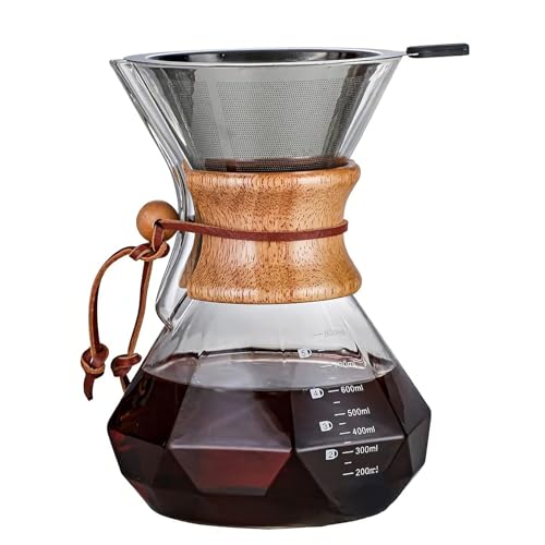 Wuciray Pour Over Kaffeebereiter Glas Kaffeekanne mit Filter Kaffee Zubereiter für Filterkaffee kaffeezubereiter (800ML) von Wuciray