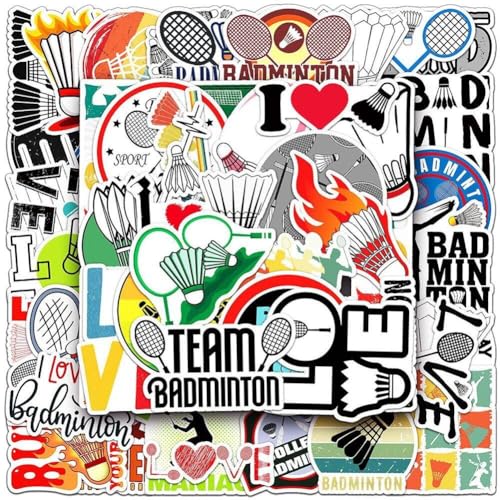 Aufkleber für Badminton, 50 Stück ästhetische Graffiti-Aufkleber, wasserfeste Sportaufkleber für Trinkflaschen, Computer, Gitarren und Dekoration. von Wudaizhi