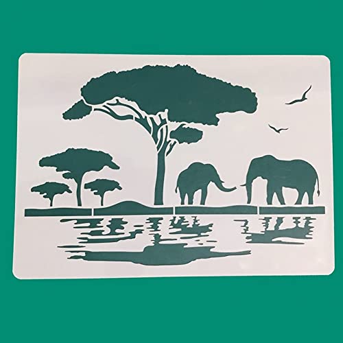 Wudaizhi Elefant Wild Africa DIY Layering Schablonen Wandmalerei Scrapbook Färbung Prägung Album Dekorative Vorlage 29 * 21 cm von Wudaizhi