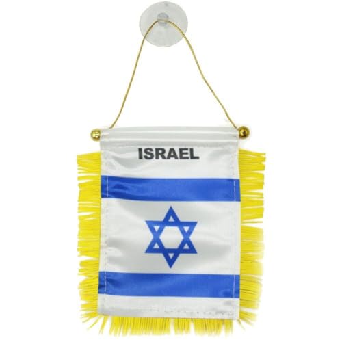 Wudaizhi Israel Mini Banner 6'' X 4'' - Israelisch - Jüdische Wimpel 15 X 10 cm - Mini Wimpel 4x6 Zoll Saugnapfhalterung von Wudaizhi