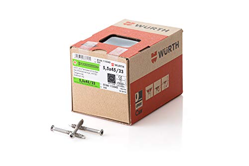 Würth 166115545 - ASSY plus A2 Terrassenbauschraube - Edelstahl , AW20 5,5X45/23, 250 Stück/Pack von Würth