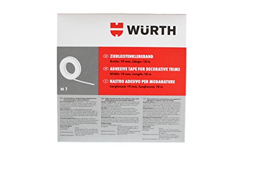 Würth Zierleistenklebeband | Breite 19mm / Länge 10m | doppelseitiges Klebeband mit Polyethylenträger & Acrylatkleber| Befestigen von Zier- & Funktionsleisten, Emblemen, Blenden, Halterungen Autos von Würth