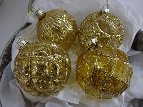 4er Set Christbaumkugel Weihnachtskugel Glas 4fach sortiert Gold durchsichtig Weihnachtsdekoration Weihnachtsschmuck von Wurm