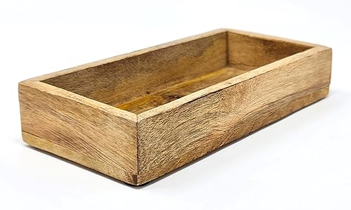 Wurm Deko Tablett aus Mangoholz braun - 16x3x8cm (B/H/T) - kleines Holztablett als Tischdeko, Schlüsselablage, Kerzenhalter, für Schmuckaufbewahrung oder als Untersetzer für Salz- und Pfeffermühlen. von Wurm