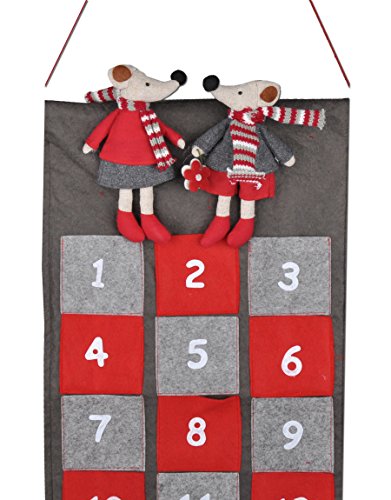 Wurm 55725 Dekorativer Adventskalender mit Mäusepaar, Textil, 29 x 80 cm von Wurm