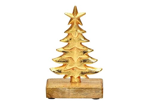 Wurm Deko-Aufsteller Tannenbaum aus Holz und golden Metall, Gr. 1016x5cm von Wurm