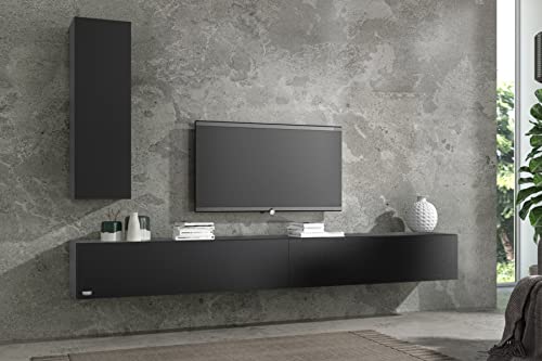 Wuun® Somero Lowboard Tv-Board Wohnwand (Schwarz-Matt/Schwarz-Matt, 200cm (2x100cm)) von Wuun