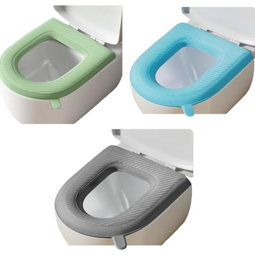 3 x WC-Sitzbezug, WC-Sitzwärmer, verlängerter WC-Sitzbezug, gepolstertes WC-Sitzkissen, waschbarer oder tragbarer WC-Deckel-Tankbezug von Wuyue Hua