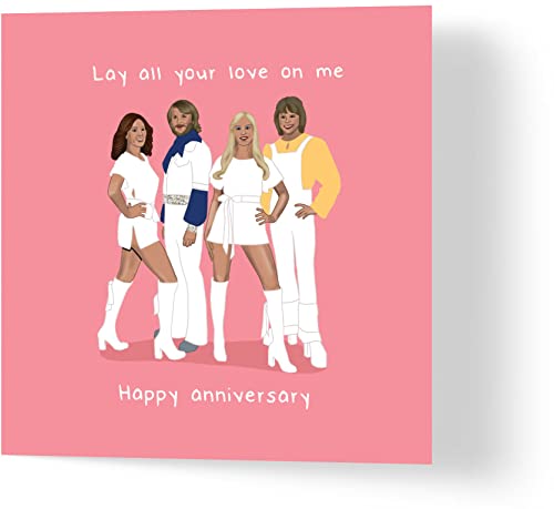 Wuzci ABBA Jubiläumskarte "Lay All Your Love On Me Happy Anniversary", 150 mm Länge x 150 mm Breite von Wuzci