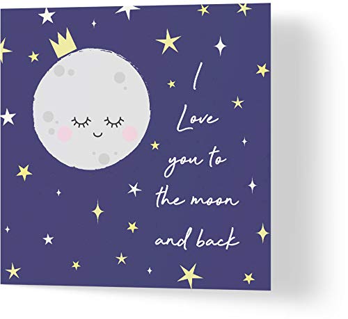 Wuzci Valentinstagskarte "I Love You To The Moon and Back", 150 mm Länge x 150 mm Breite von Wuzci