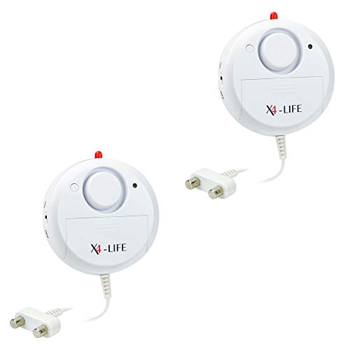 X4-LIFE Wassermelder Wasseralarm 2er-Set 120 dB - Schutz vor Wasserschäden - für z.B. Keller von X4-LIFE