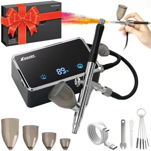 XDOVET Verbessertes 32PSI Airbrush-Set, wiederaufladbare Multifunktional Dual-Action Airbrush Set mit Kompressor Tragbares Air Brush Set für Schminken, Färbung von XDOVET