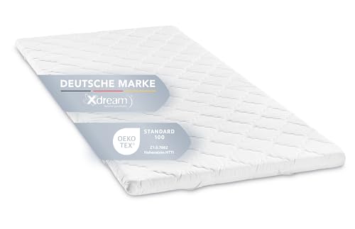 XDREAM Pure | orthopädischer Matratzentopper mit bequemem Komfortschaumkern | Bänder zur Befestigung | Öko-Tex Zertifiziert | 90 x 200 cm Weiß von XDREAM