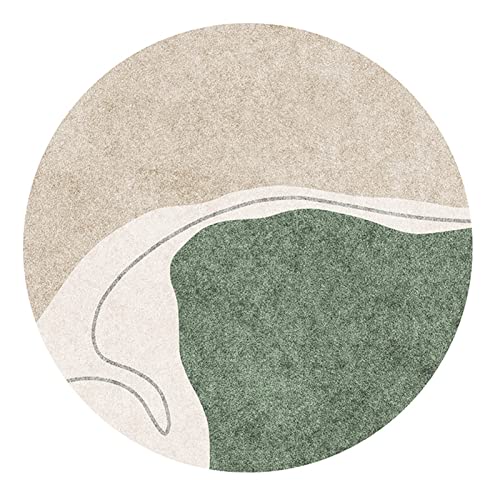 Rundfläche Teppich Khaki grün Große Teppich 80 cm 100 cm 120 cm 160 cm 200cm Moderne Kreis Teppiche für Wohnzimmer Küche Flur Indoor Runde rutschfeste Waschbare Bodenmatte ( Size : Durchmesser 160cm ) von XFSHKJS